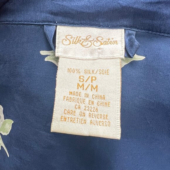 Vintage 100% Silk Floral Print Robe Kimono Duster Cardigan Lounge Quiet Luxury - Picture 4 of 7